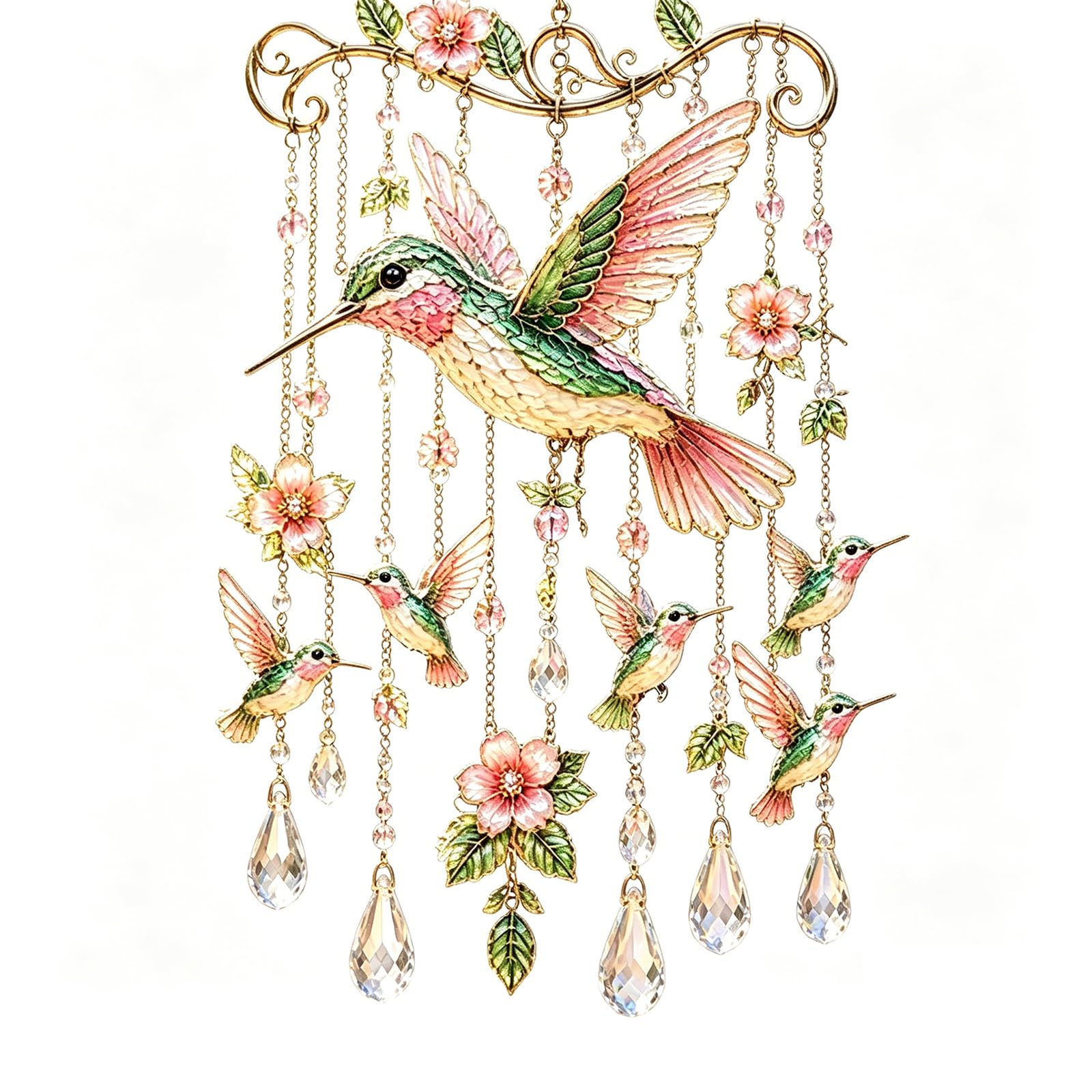 Graceful Hummingbird Wind Chime, Wind Chimes for Outside, Colorful Bird Yard Decorations Outdoor, Memorial Gardening Gift for Women, Mom, Grandma Nature Lovers