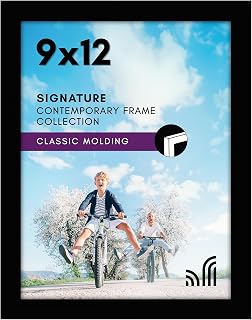 Americanflat 9x12 Black Picture Frame - Shatter-Resistant Glass, Engineered Wood Gallery Style for Wall or Tabletop Display