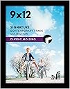 Americanflat 9x12 Picture Frame with Shatter-Resistant Glass - Signature Collection - Gallery-Style Frames Made of Engineered Wood - Photo Frame for Tabletop and Wall Display - Black
