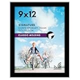 Americanflat 9x12 Picture Frame with Shatter-Resistant Glass - Signature Collection - Gallery-Style Frames Made of Engineered Wood - Photo Frame for Tabletop and Wall Display - Black