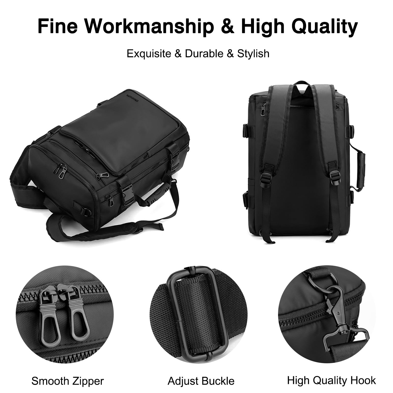 FANDARE Rucksack Herren Convertible Laptop Schulrucksack Business Reisen Schulranzen Arbeit Handgepäck Flug Genehmigt Bordgepäck Kabinenrucksack für Reise Weekender Trip Wasserdicht Nylon Grau