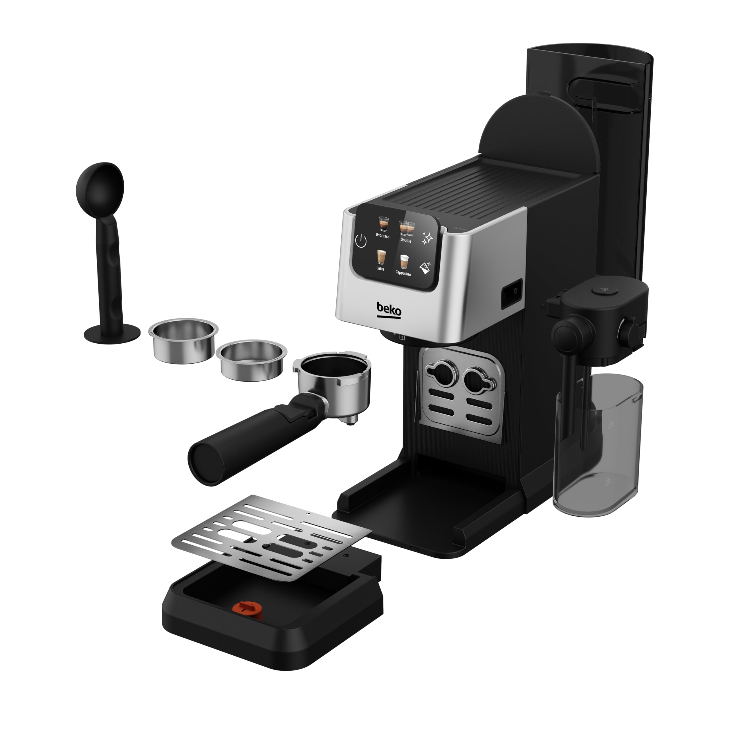 Beko CEP5304X - Macchina Caffè Espresso Manuale, Montalatte Integrato, 1,1 L, 15 bar - Inox, 14,5 x 42,5 x 35,5h cm