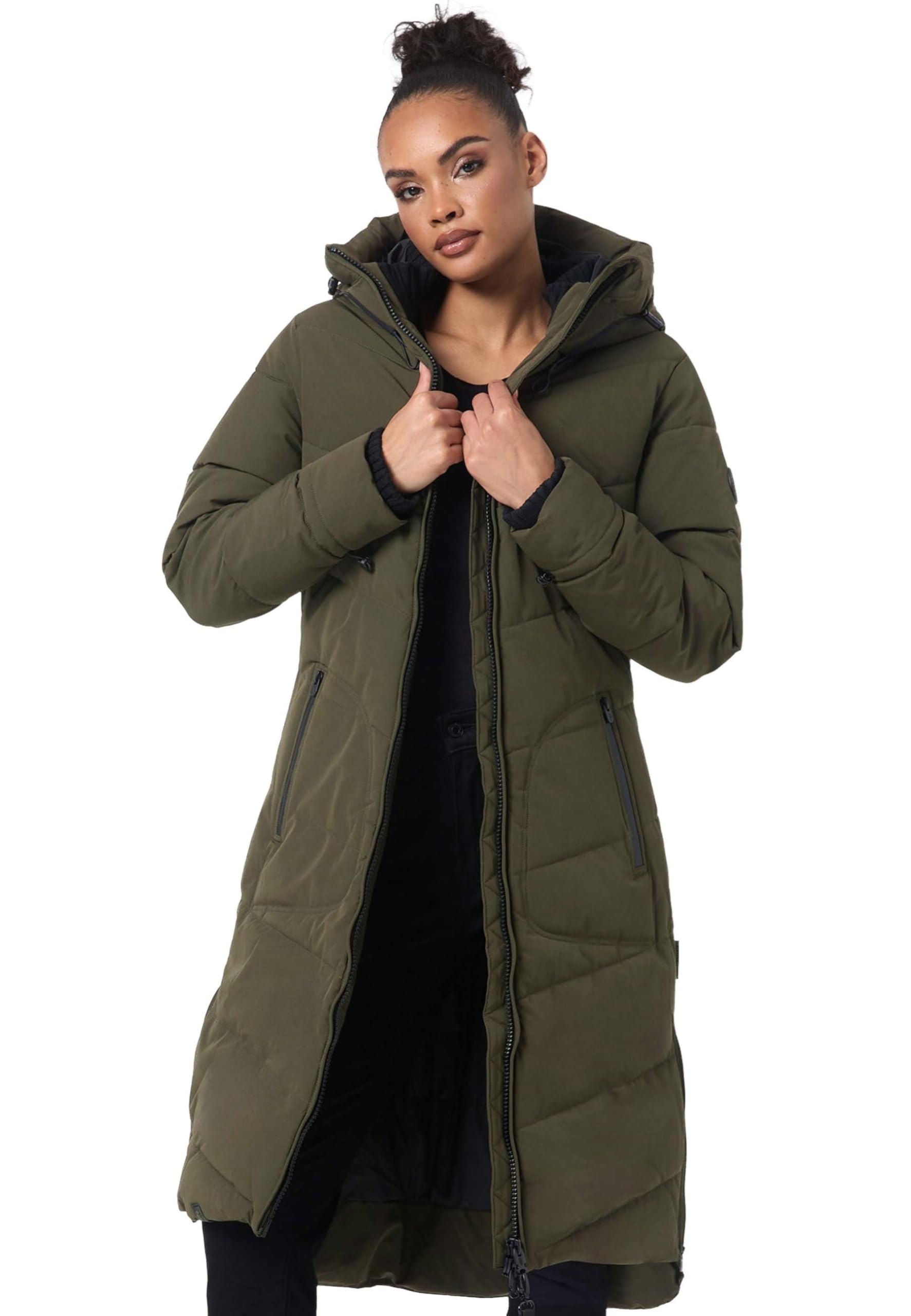 Marikoo Damen Winterjacke Steppjacke Langmantel Produktbeschreibung