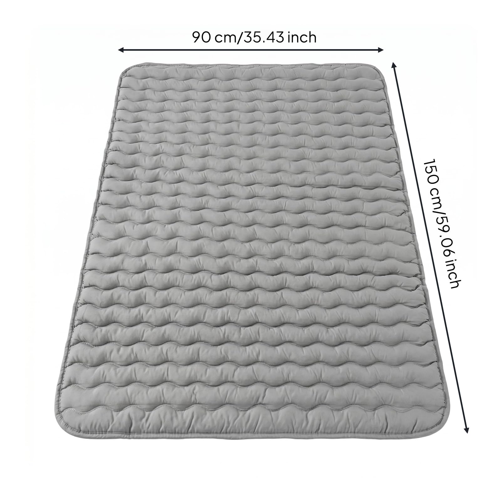 Sobrecolchón Alivio Presión Resistente Al Hundimiento Sobrecolchón Transpirable sin Inflado Cama, 90 150cm, Gris Claro con Patrón De Ondas