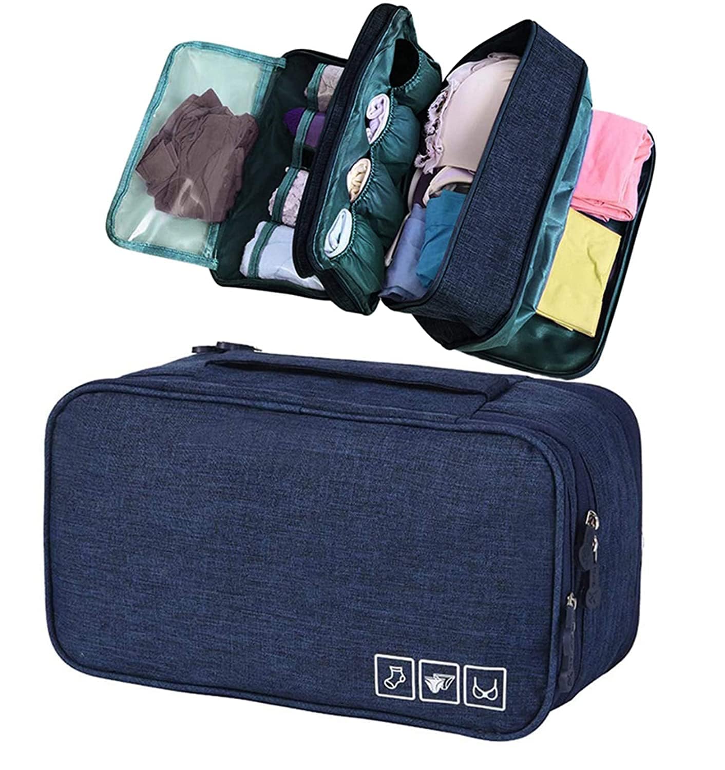 Ganraj 3-Layer Lingerie Organizer Bag for Women – Waterproof Travel Underwear Storage Pouch for Bras, Socks & Toiletries | Portable Folding Travel Bag with Wet-Dry Compartment (multicolor) (2)-image-34