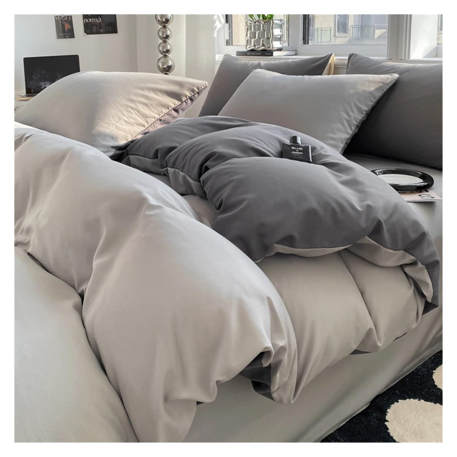 Housse de couette haut de gamme en pur coton lavé 3 pièces 220x240cm