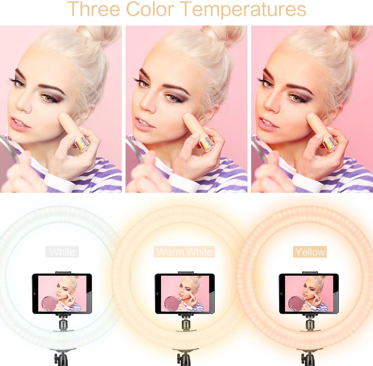 Ring Light 18" with Tripod Stand, Dimmable LED Ring Light 3 Light Modes 2700-5500K with Carry Bag for Camera, iPhone, Ipad, Photography, Selfie, Video Shooting, Makeup & YouTube