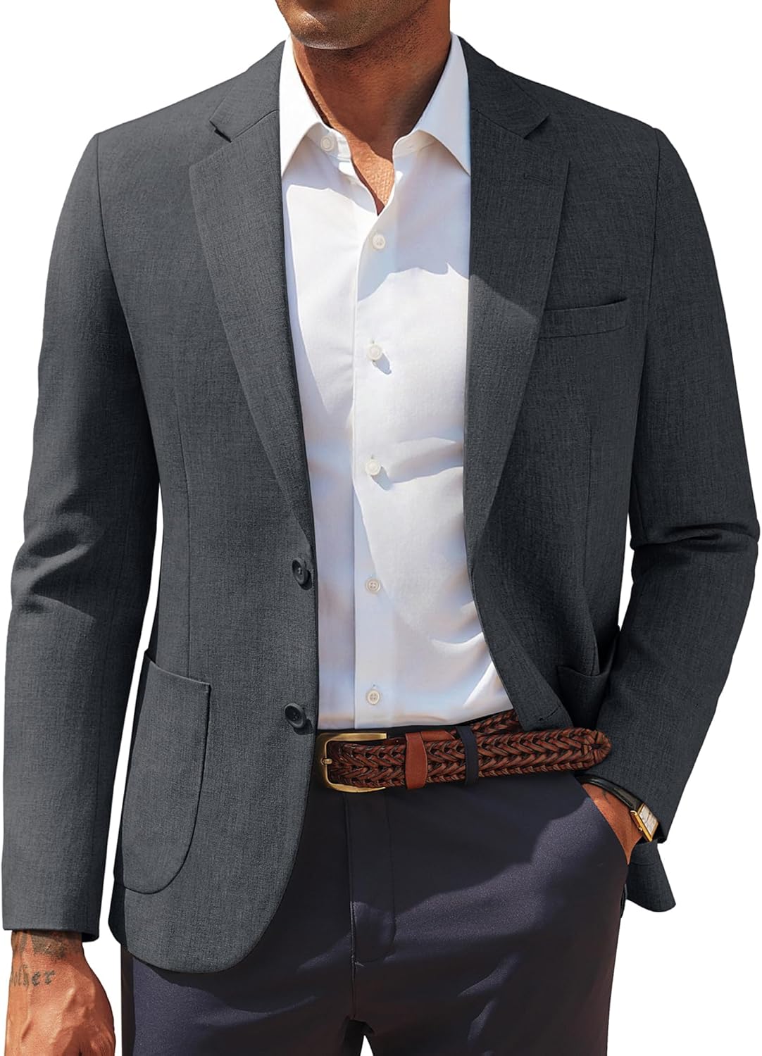 PJ PAUL JONES Mens Casual Sport Coats Two Button Slim Fit Blazer Lightweight Pattern Lined Notch Lapel Suit Jacket