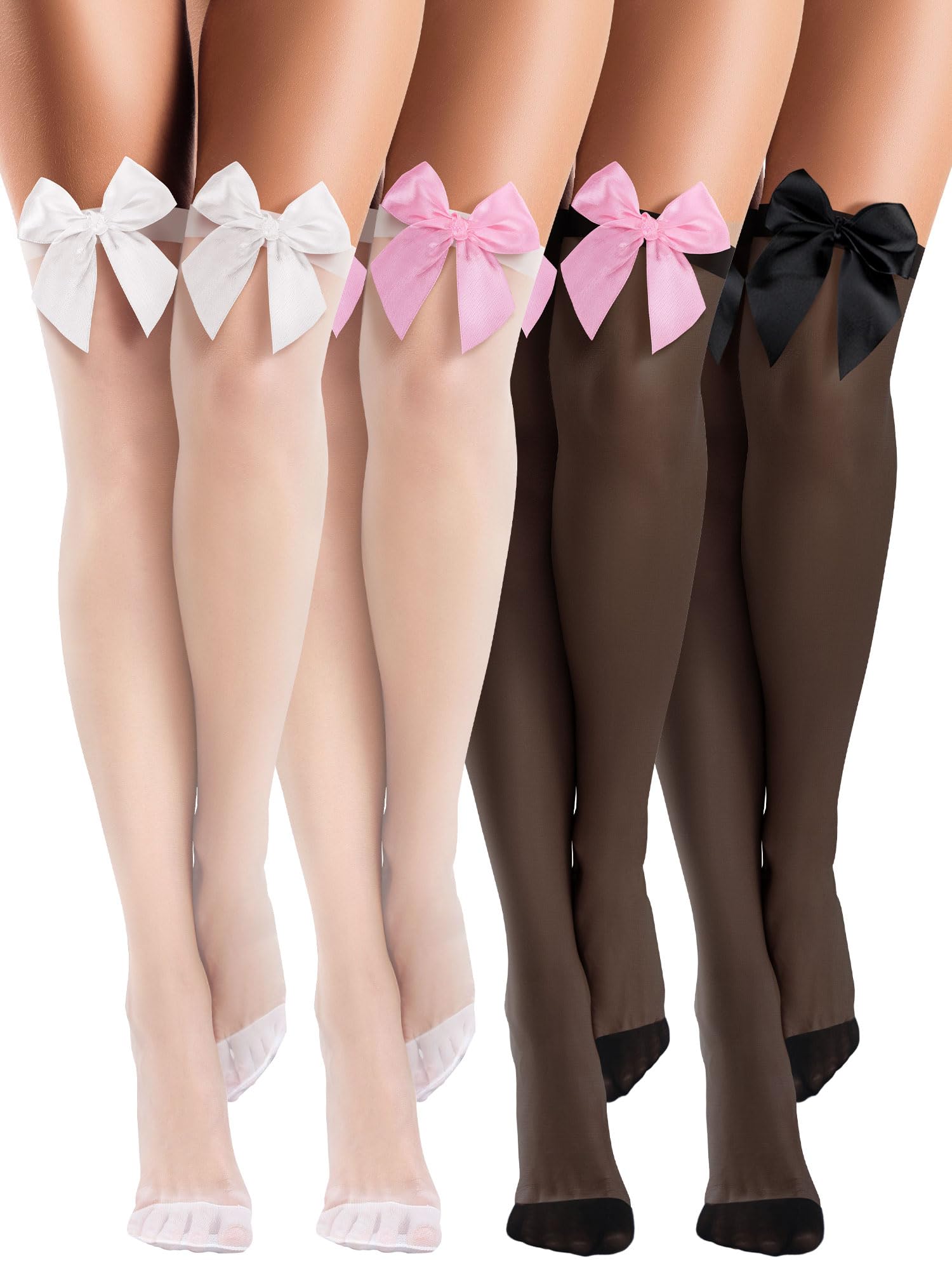 3 Pairs Women Extra Long Striped Over Knee Thigh High Stockings Socks Costume for Women Halloween