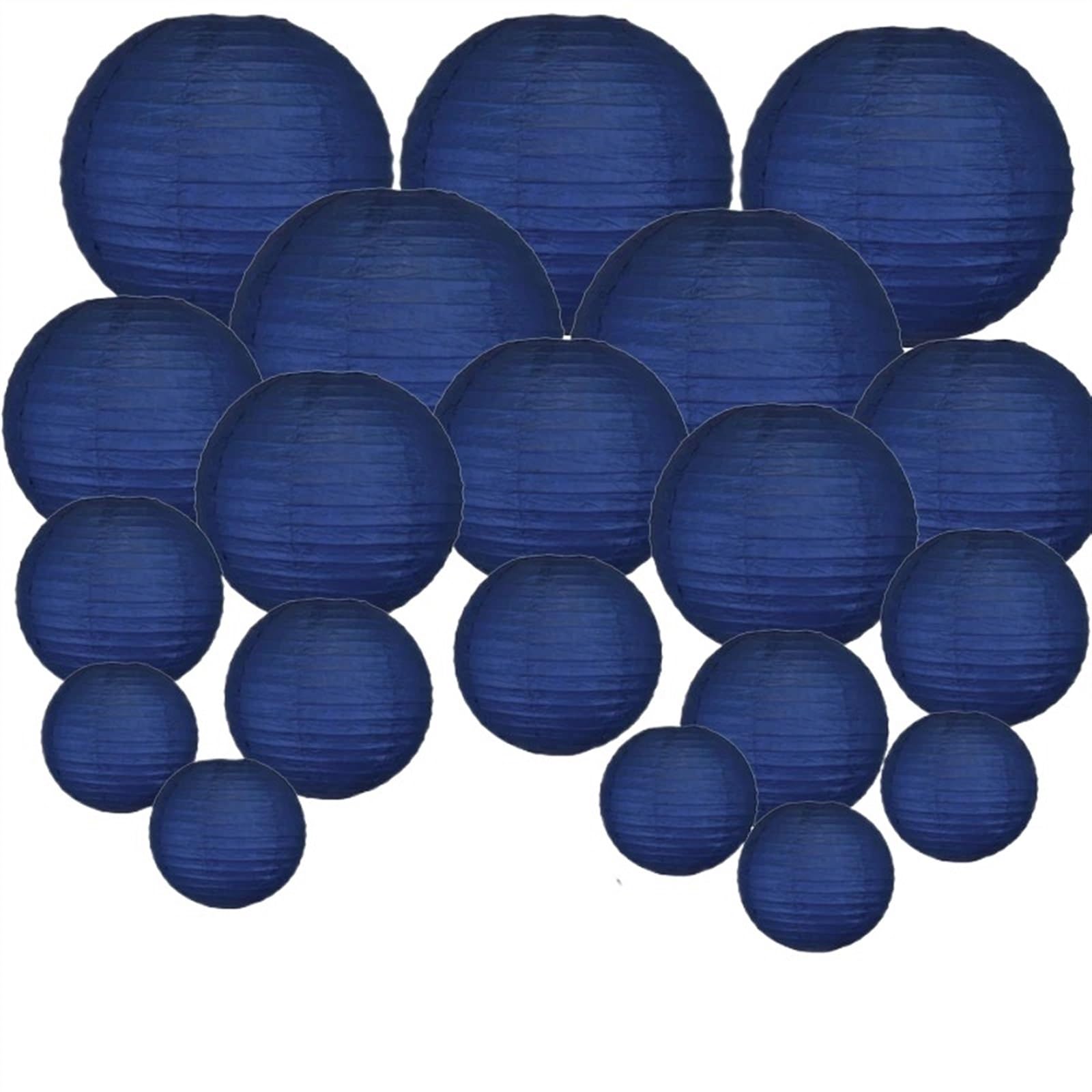 Generico Lanterne di Carta da Esterno Semplice 20 Pezzi 6"-12" Blu Navy Lanterna di Carta Cinese Giapponese Rotonda Lampada for Festa Nozze Lanterne babyshower Decorazione appesa
