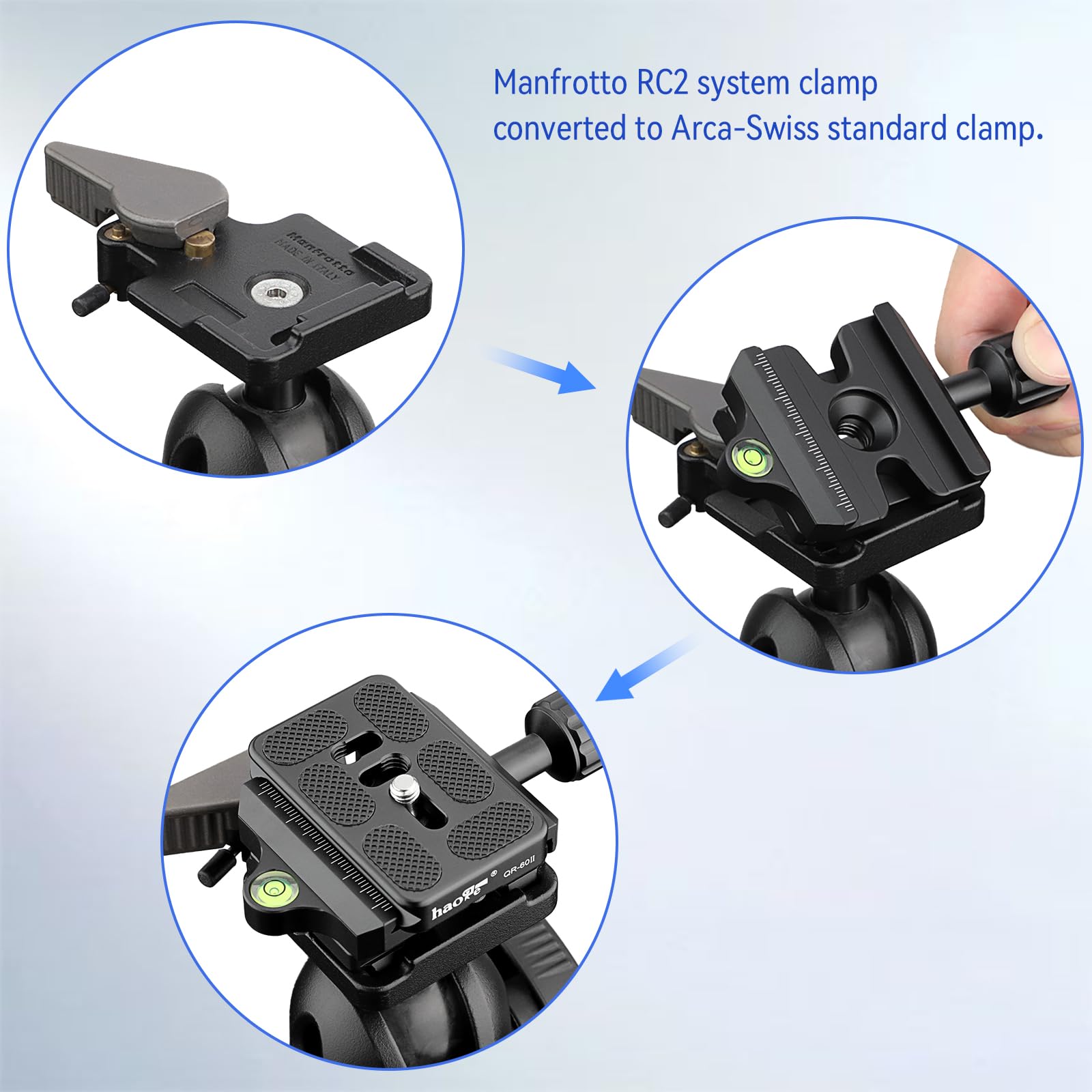 Haoge CP-MA50II Schnellspanner-Adapter, Konverterhalterung für Manfrotto RC2-System auf Arca Swiss kompatibel