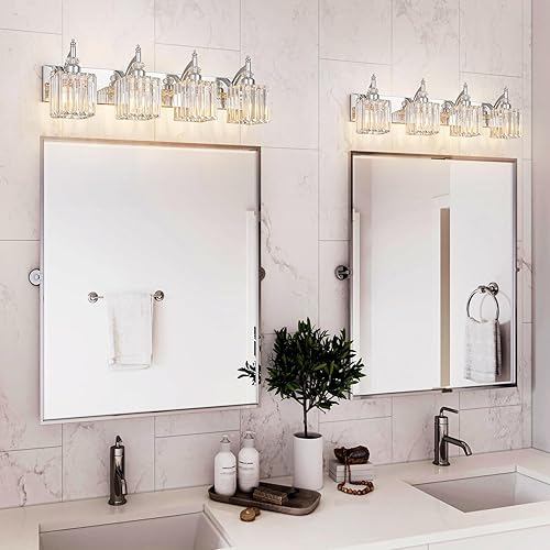 Miniatura 52 de Moderna lámpara de tocador de baño con 3 luces de cristal cromado sobre espejo para aplique de pared de baño Cromado,Oro,Negro Oro,Negro