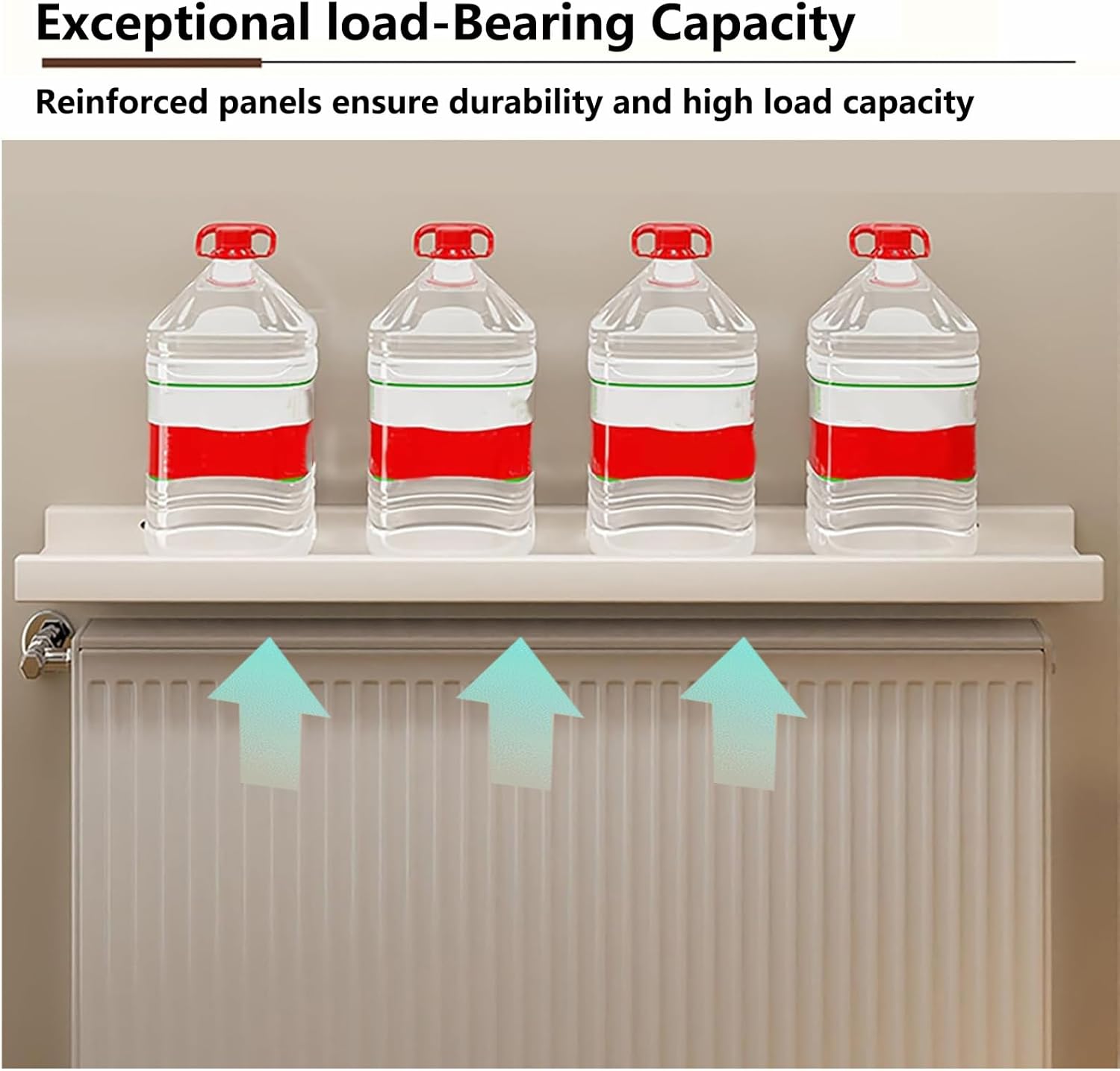 Wooden Radiator Shelf Maximize Space, 47in Wall Mounted Floating Radiator Cover Heat Resistant Dust Proof Anti Warping Over Radiator Shelf, for Office Living Bedroom Hallway (35x6in/90x15cm)