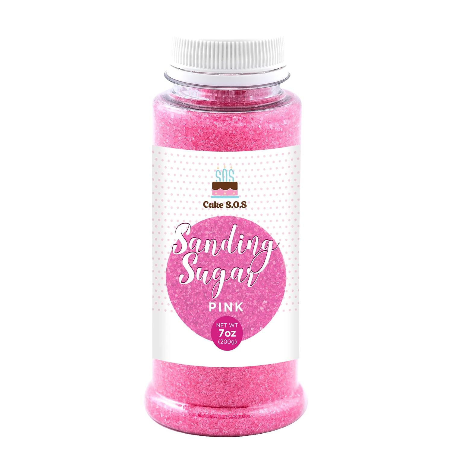 Pink Sanding Sugar Sprinkles for Baking, 7 oz - 198g. Edible Sparkling Sugar Crystals for Cakes, Cupcakes, Cookies, Ice Cream & Desserts, Decorative Sugar for Holiday and Party Treats