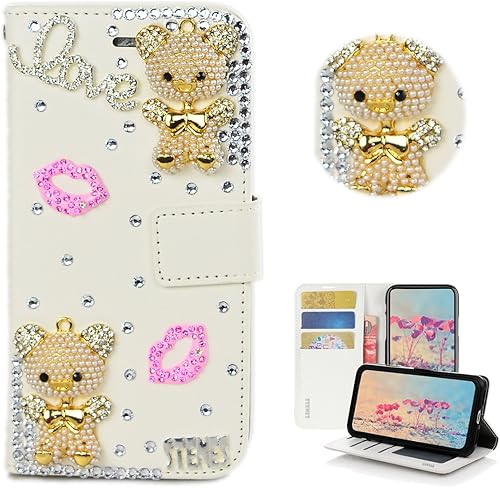 Miniatura 7 de STENES Bling Case - Funda compatible con iPod Touch 6  3D hecha a mano con forma de corazón de cristal lindo elefante cartera ranuras para tarjetas