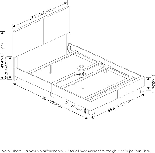 Miniatura 85 de Furinno Pessac - Marco de cama tapizado, piel sintética blanca, tamaño individual XL Blanco,Negro -,Glacier,Negro (plain