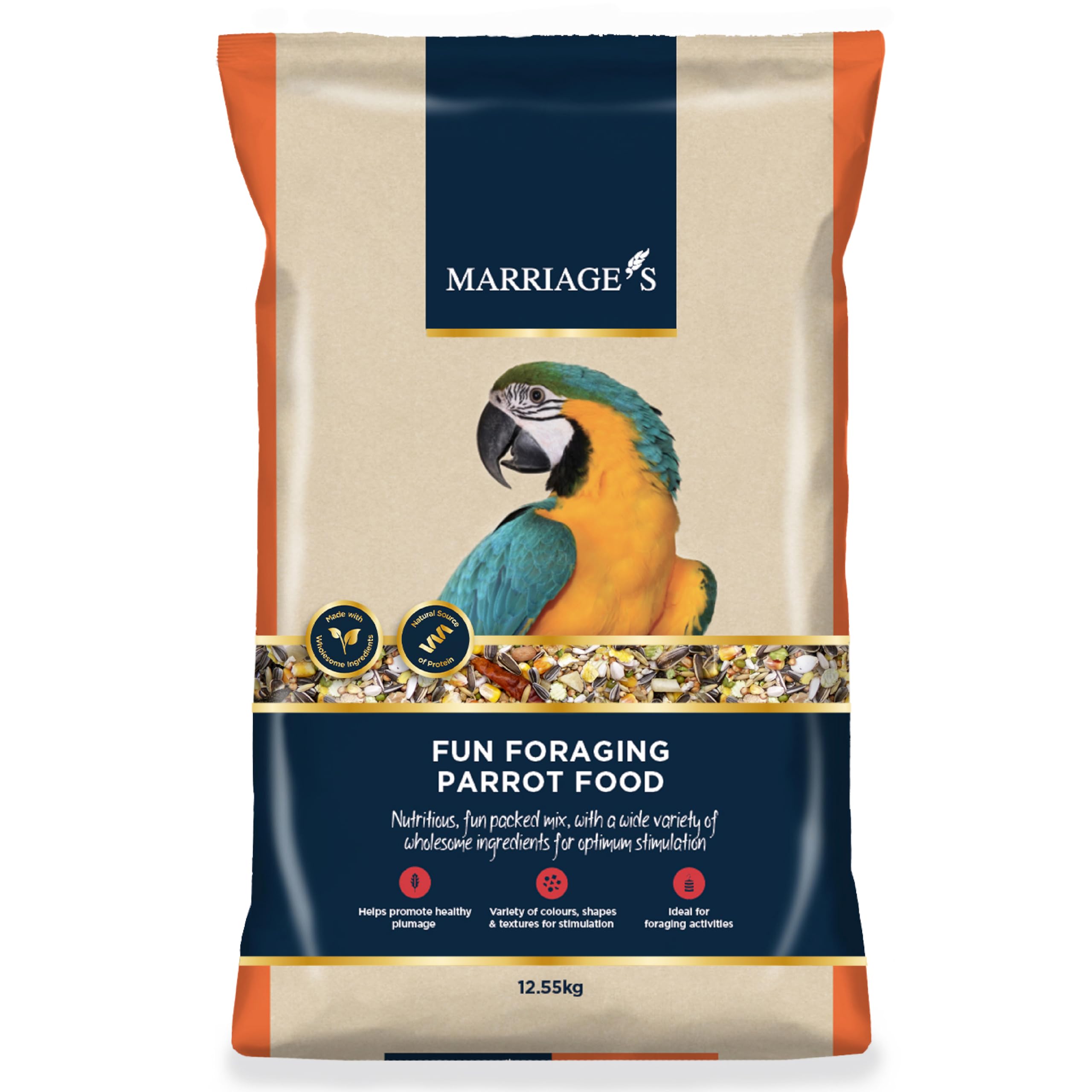 Marriages - Parrot Food 12.55kg, Parrot Seed with Oats and Peanut Kernels, Wholesome Bird Seed, Bird Food Packed with Fibre and Protein
