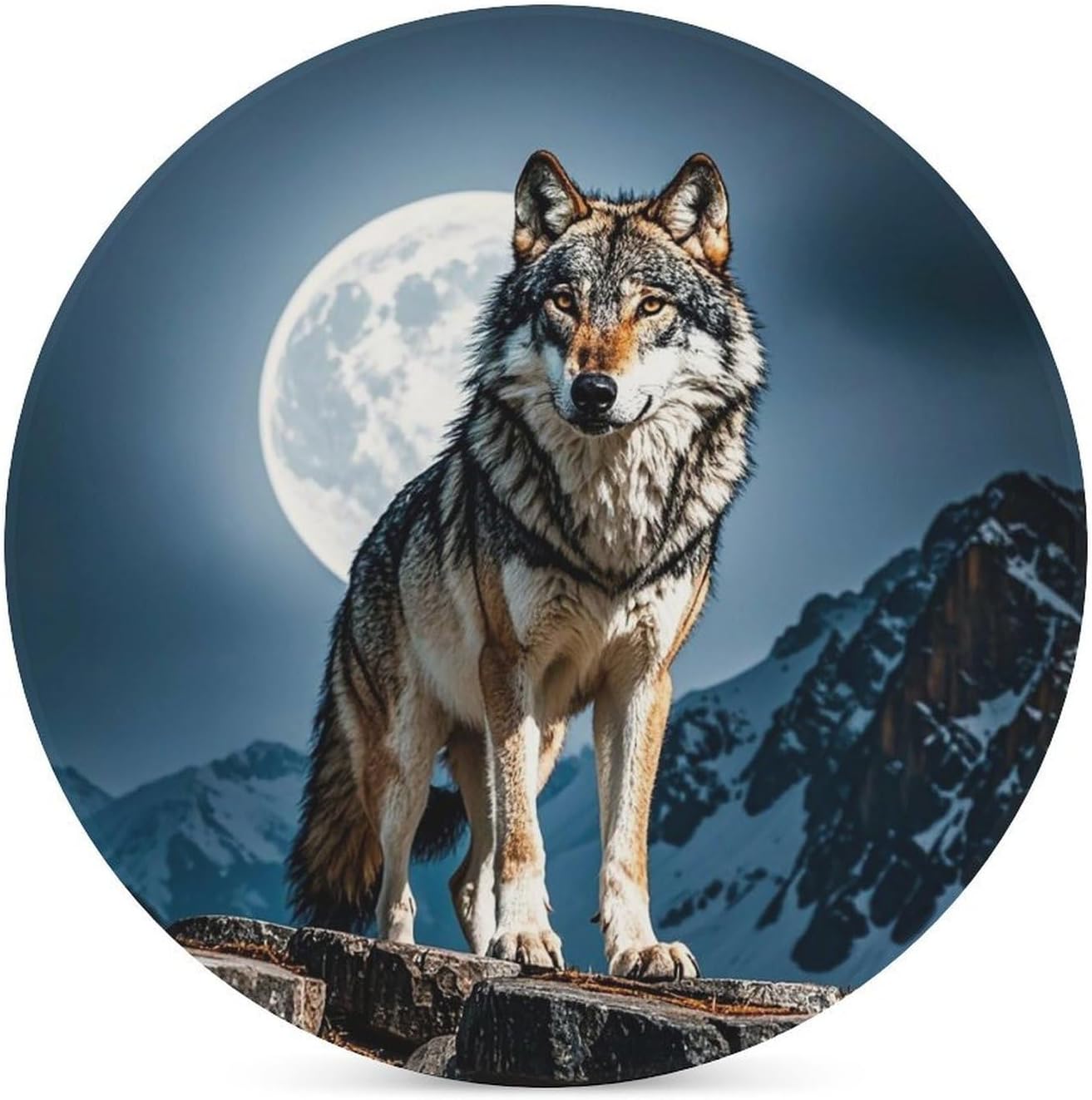 6PCS Timberwolves Coasters Non-Slip Round Drink Coasters with Ceramic Stone and Cork Base, Heat Resistant Absorbent 33.00Stone Coaster Set for Kinds of Mugs and Cups, 4 Inch