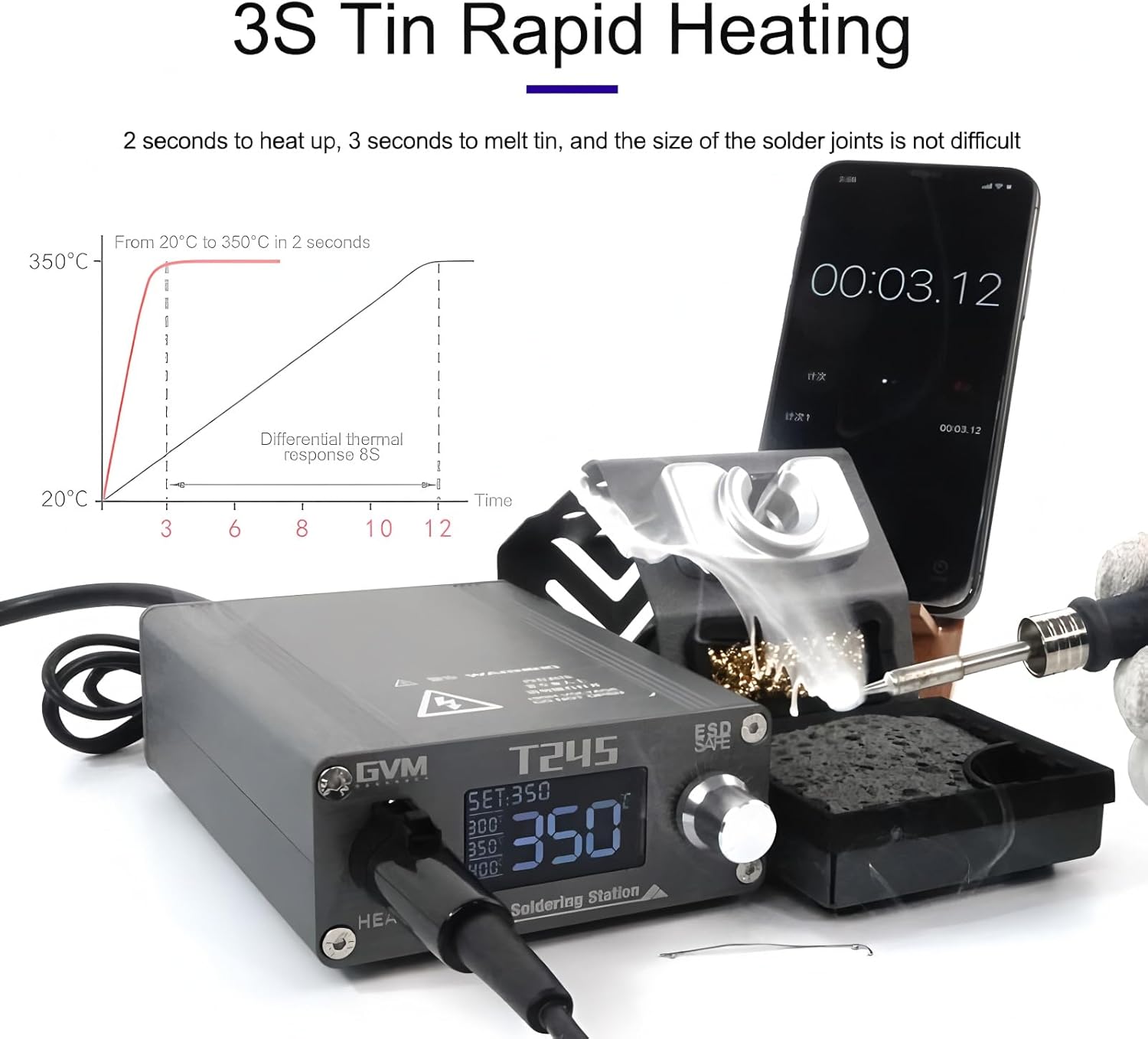 SUNSHINE GVM T245 Soldering Station Warming Automatic Sleep 2S Mobile Phone Repair Constant Temperature 130W Soldering Station
