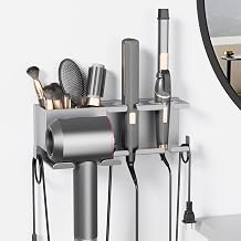 Hair Dryer Holder, Hair Tool Organizer, Blow Dryer Hanger Wall Mount for Dryer Hook, Bathroom Space-Saving Blow Dryer Organizer, Curling Irons Storage Wall Mounted Gray