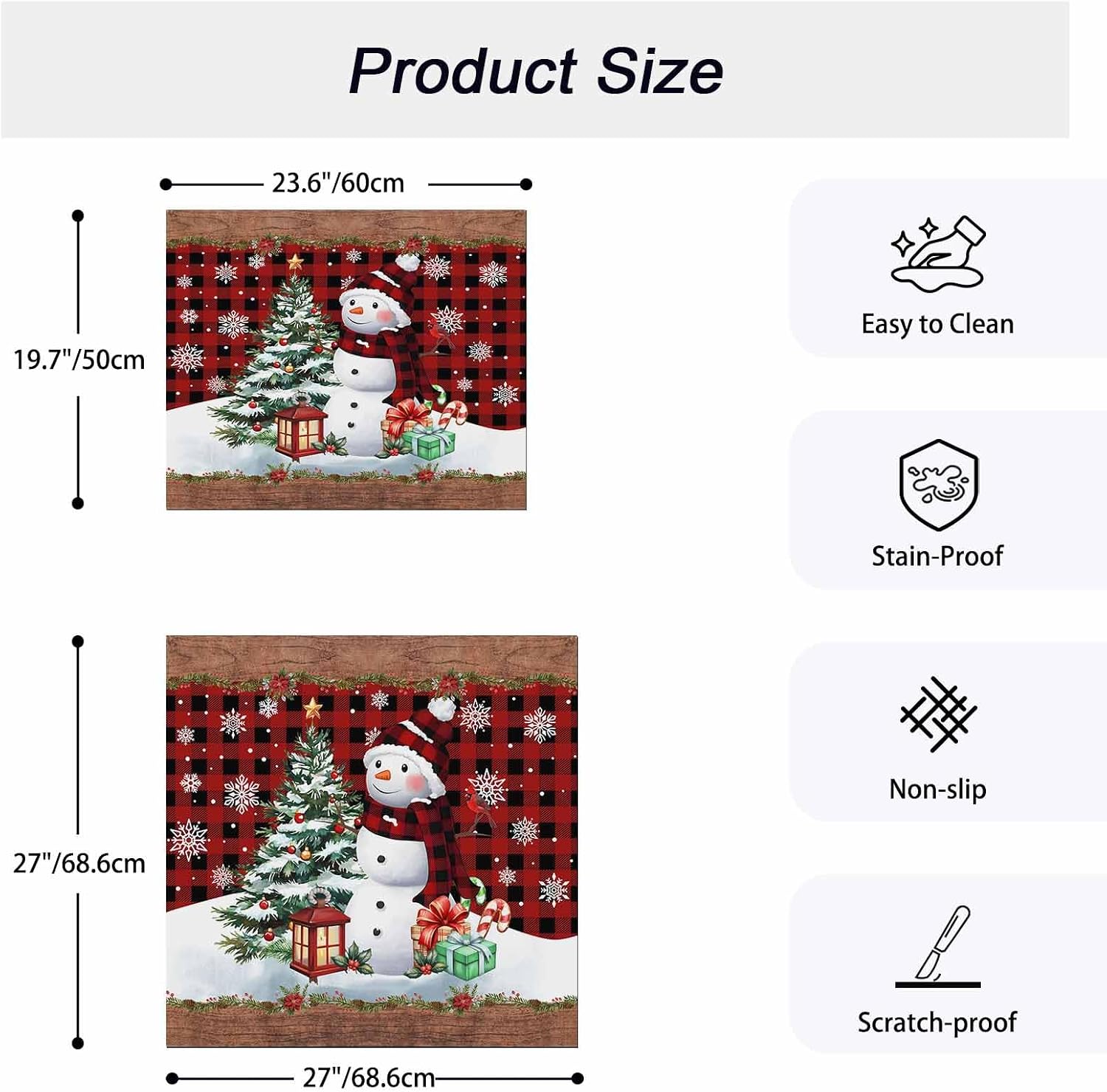 Washer and Dryer Covers for the Top, Red Plaid Christmas Decorative Washing Machine Protector Mat, Dryer Top Cover for Laundry Room, Snowman Xmas Tree Snowflake Gifts Winter 27" x 27" (Pack of 2) image 5