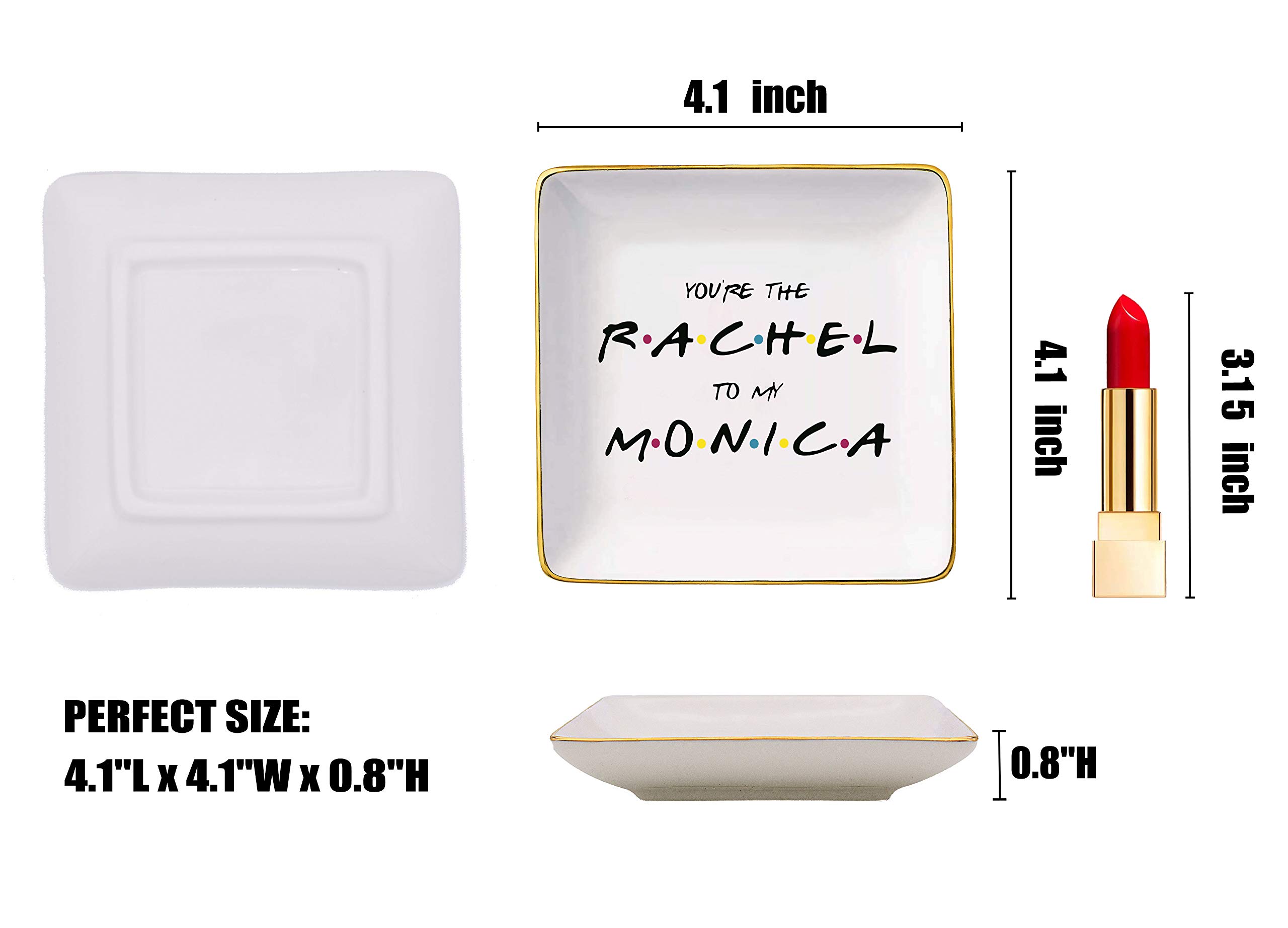 The One Where Friends – You are The Rachel to My Monica – Soporte de cerámica para joyas, bandeja para anillos y baratijas – Regalo de amistad a larga distancia para ella, regalo de cumpleaños de