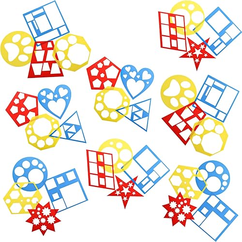 Miniatura 5 de ZEAYEA 32 Pieces Geometric Shapes Stencils Drawing Stencils for Learning and Tracing Shape Colorful Kids Drawing Templates for Painting Arts and