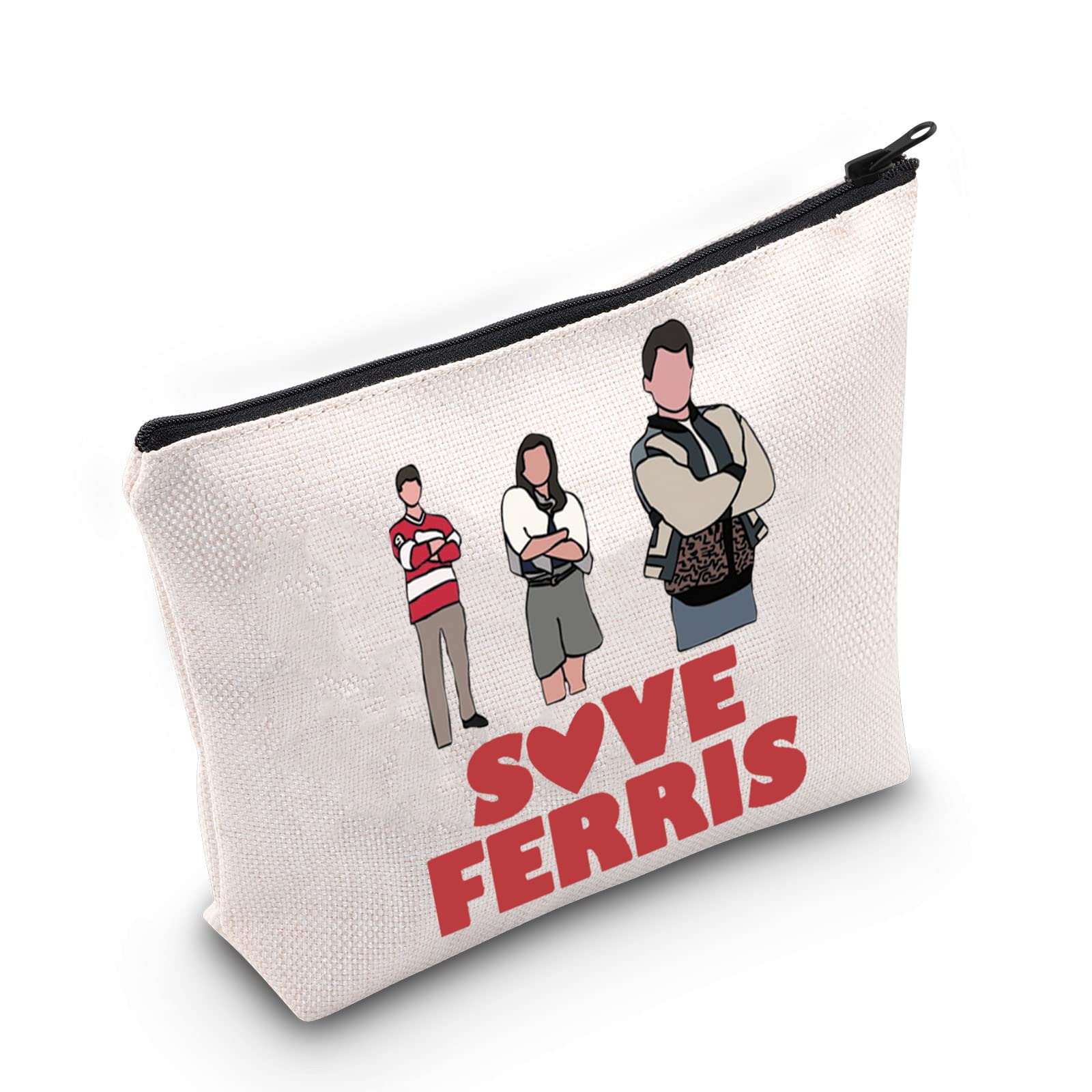 LEVLO Day Bueller Movie Cosmetic Make Up Bag Ferris Bueller Movie Fans Gift Save Ferris Makeup Zipper Pouch Bag, Save Ferris
