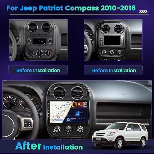 Miniatura 24 de (2+64G) para Jeep Compass Patriot 2010-2016 Android 13 Radio, pantalla táctil de 10.1 pulgadas estéreo de coche con Apple CarPlay Android Auto