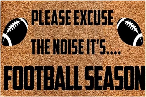 Felpudo divertido y lindo con texto en inglés "Please Excuse The Noise It's Football Season", tapete divertido para puerta de hogar, manta auténtica