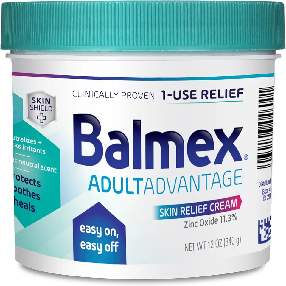 Balmex Adult Rash Relief Barrier Cream For Incontinence Care, Easy-On, Easy-Off, 12oz