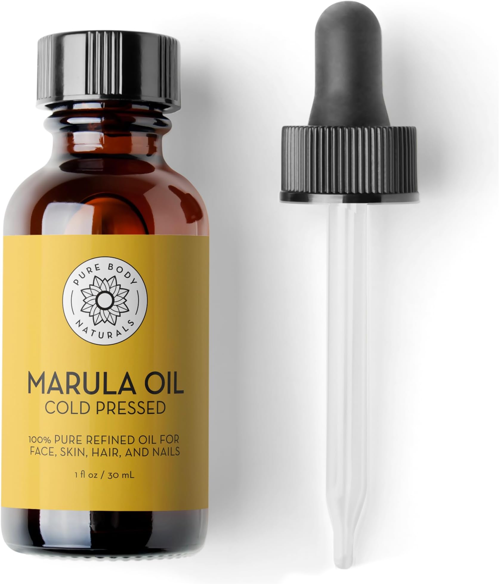 Pure Body Naturals Marula Facial Oil, 1 Fluid Ounce - Cold-pressed, Refined Luxury Beauty Oil for Face and Hair - Vegan, Gluten-free and 100% Natural