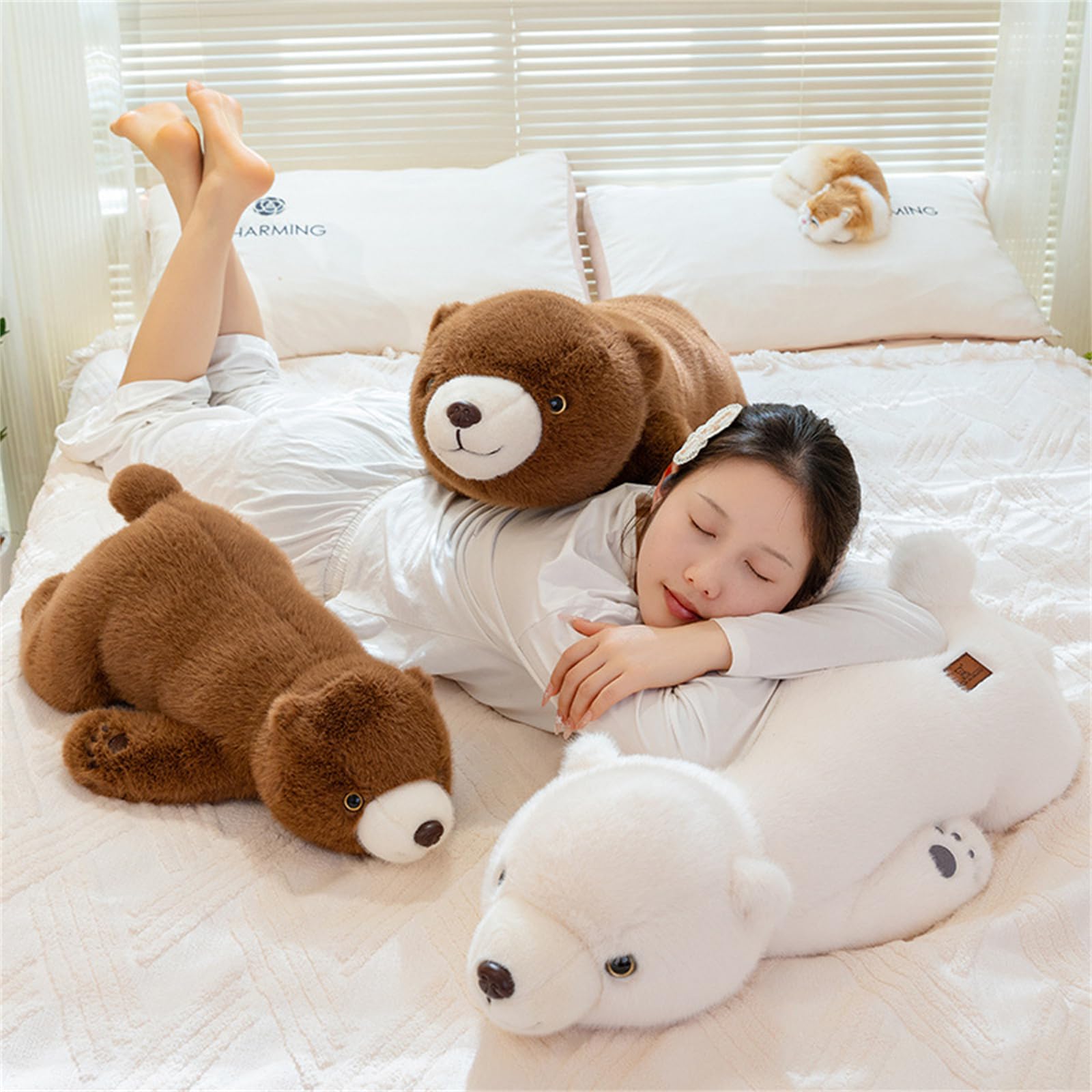 Eisbär Plüschtier, niedlichen riesigen Eisbären Plüschtier ,Weicher Bär Kuscheltier Für Babys Riesen Plüschtier,Kuscheltier Plüschtier ,Mädchen Geschenk Plüschtier Geburtstagsgeschenk (Braun,80cm)