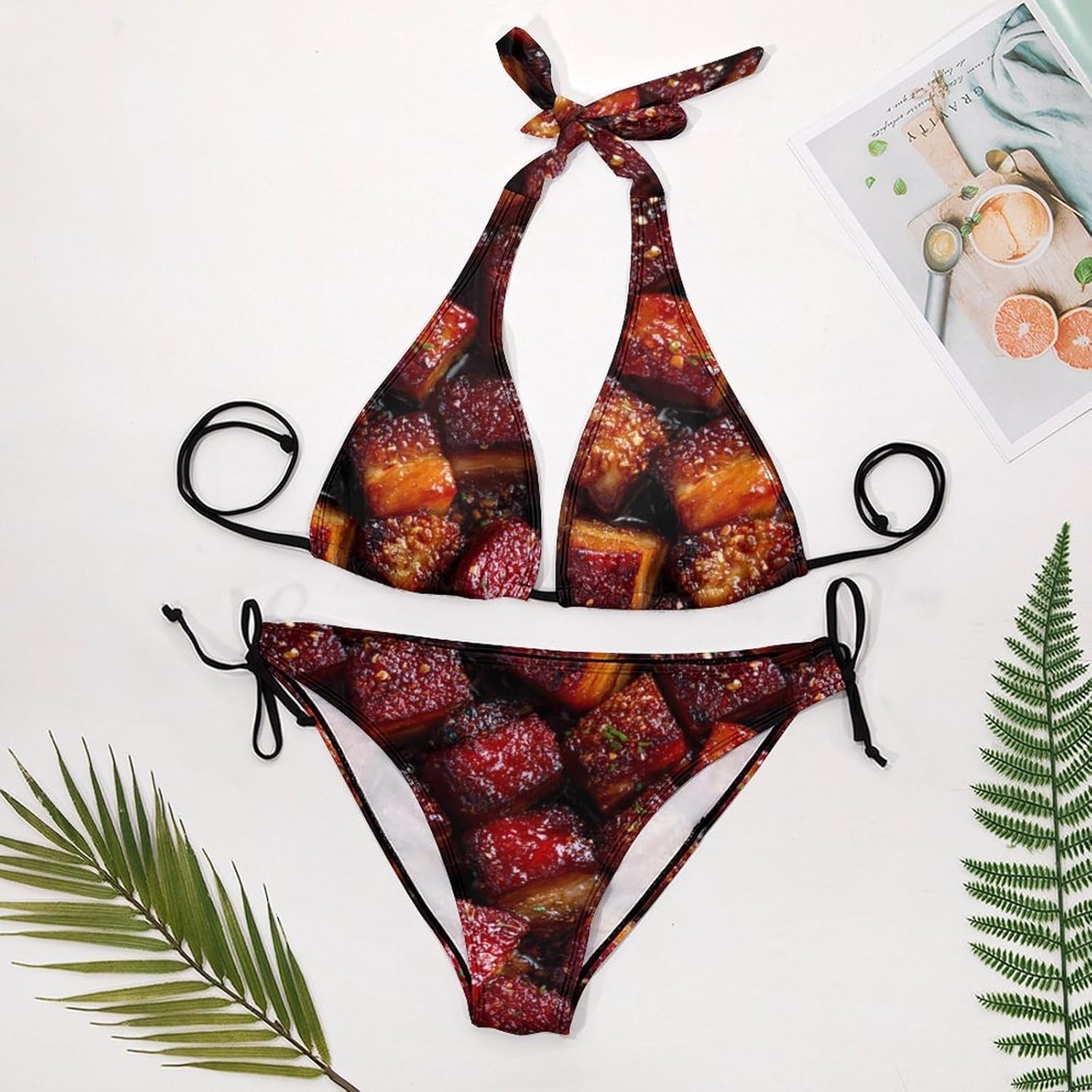 Braised Pork Belly Novelty Women's 2 Piece String Bikini Set Swimsuits Bathing Suit Swimwear