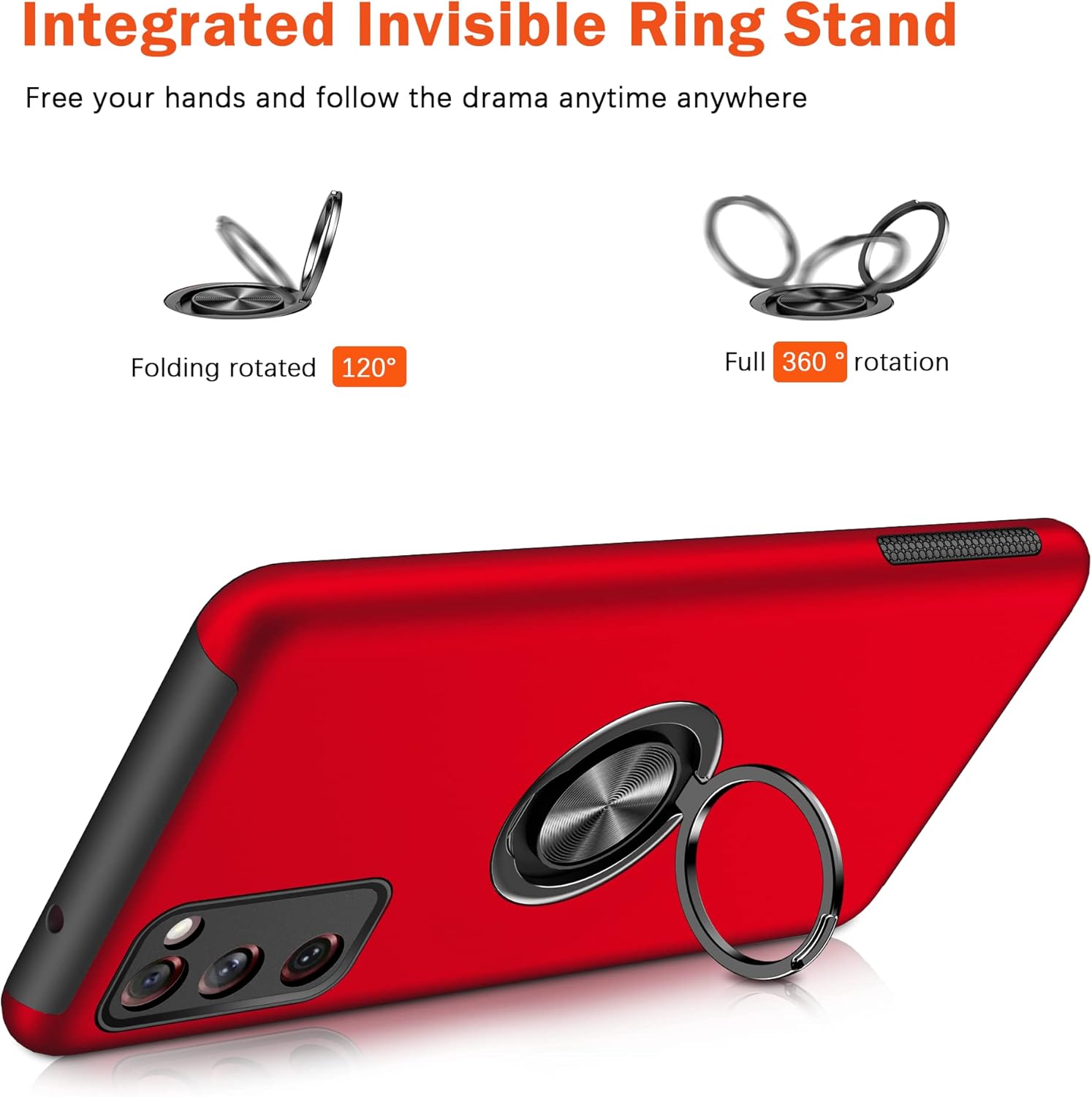 KRAFTCARE for Samsung S20 FE Case with Kickstand Ring and Screen Protector, Shockproof and Anti Scratch 360° Magnetic Ring Holder Stand Phone Cover for Samsung Galaxy S20 FE - Red 4 71dggvPQGnL. AC SL1500