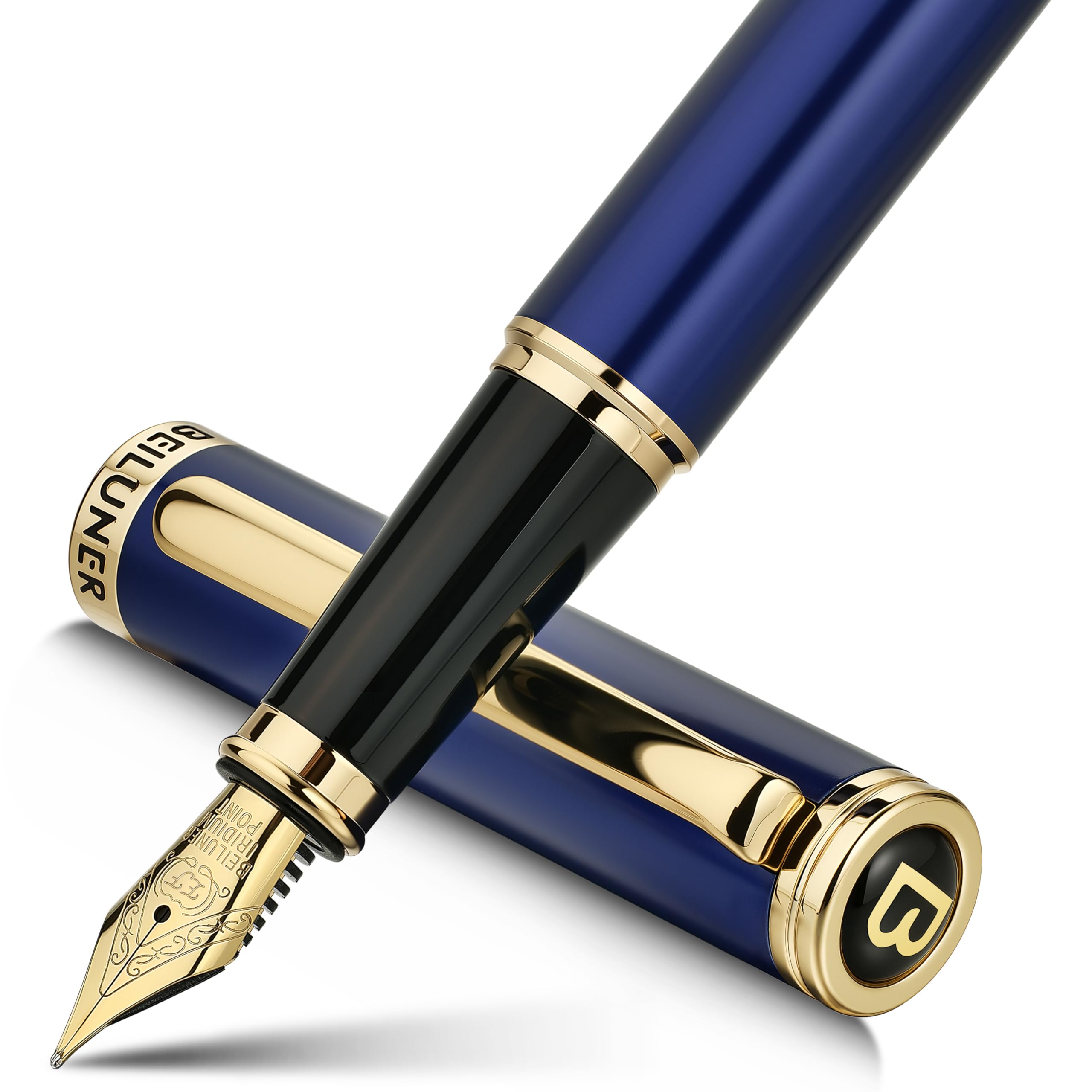 Blue Fountain Pen,24K Gold Finish,24K Gilded Nib(Extra Fine)