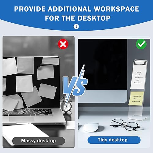 Miniatura 5 de 4 Pcs Monitor Memo Boards for Computer, Acrylic Multifunction Screen Message Reminder, Transparent Computer Sticky Note Holder, Creative Office Desk