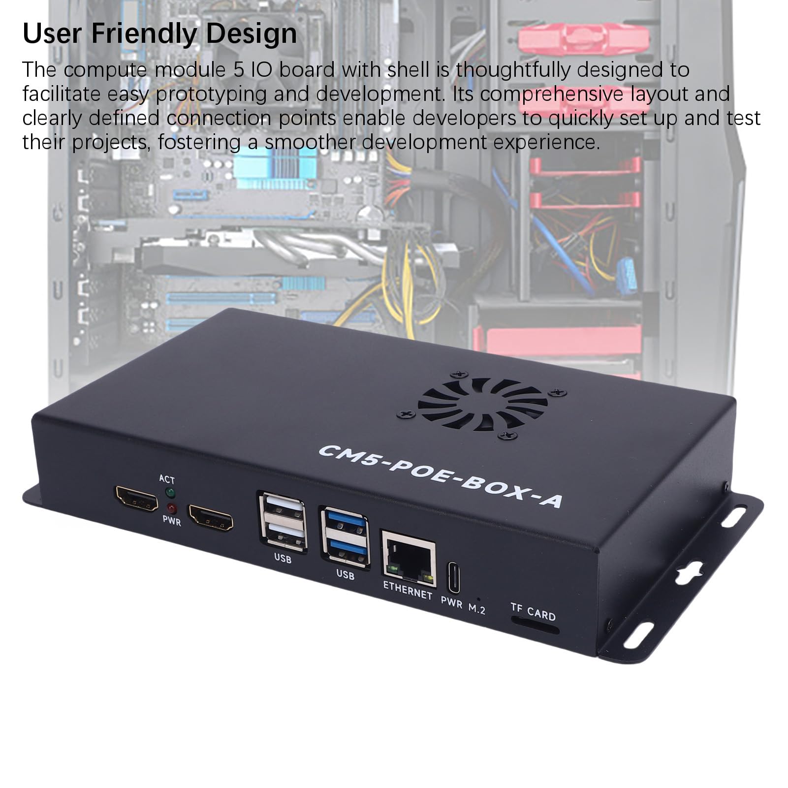 Vikye Modulo COMPUTE 5 POE Base Board, Scheda di Espansione USB MIPI M.2 HDMI con Shell e 40 Pin GPIO, per Progetti CM5 NVME SSD e IoT (Spina europea)