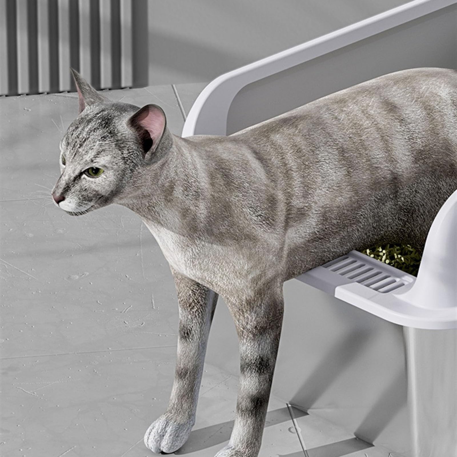Lettiera per Gatti Lettiera for gatti in acciaio inox, grande lettiera in metallo for gatti e conigli, antiruggine, superficie liscia antiaderente, 23,62" L x 17,72" W x 9,84" H Toilette per Gatti(Dar