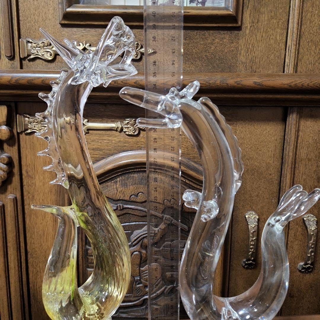 縁起物　ガラス　大きな龍の置き物　大きい方のみ　高さ４０cmくらい Amazon.co.jp: 縁起物 ガラス 大きな龍の置き物2個 高さ40cm