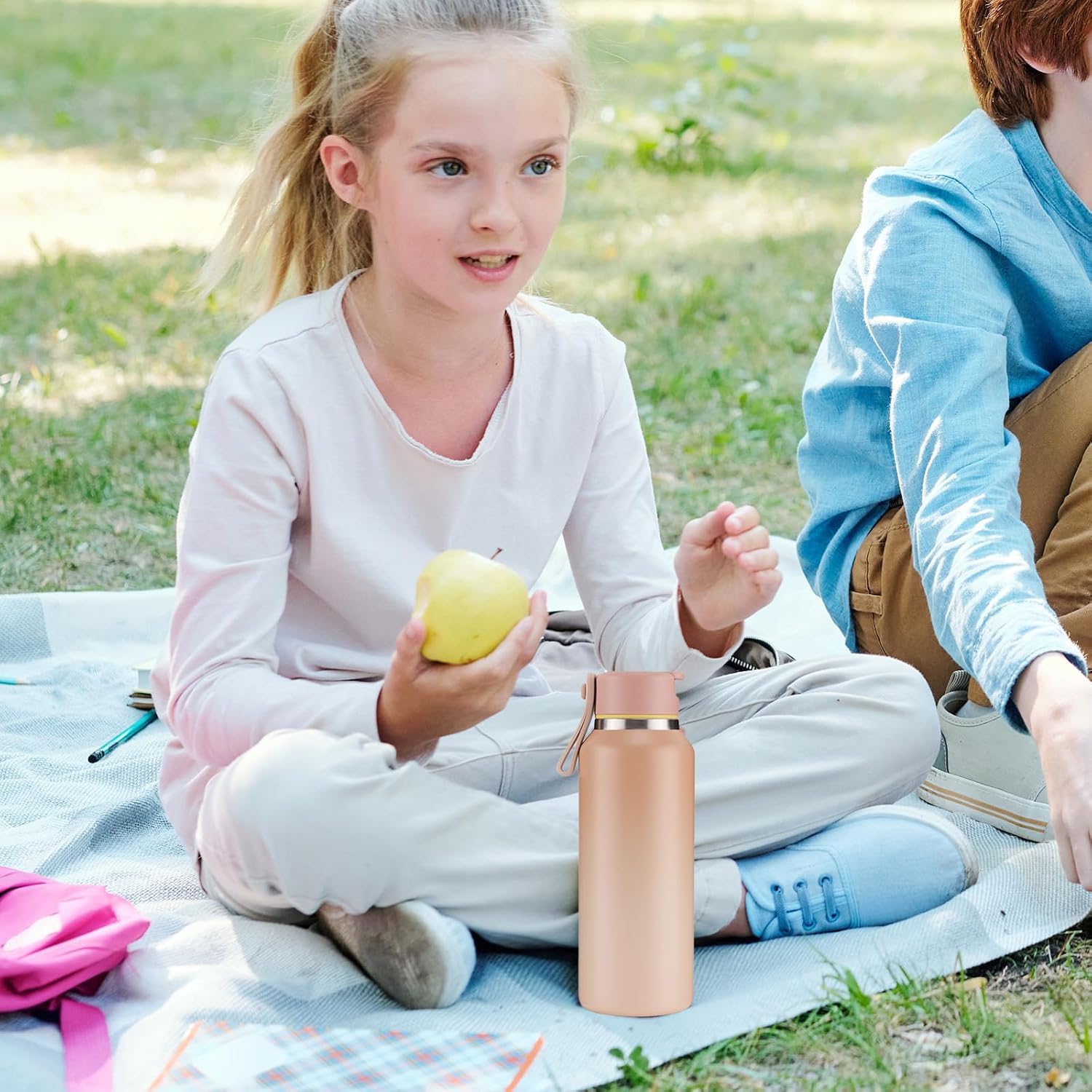 12oz Toddler Cup, Insulated Kids Water Bottle for School Boys&Girls, 304 Stainless Steel Sport Water Bottle with Straws, BPA-Free, Gradient Pink - Image 7