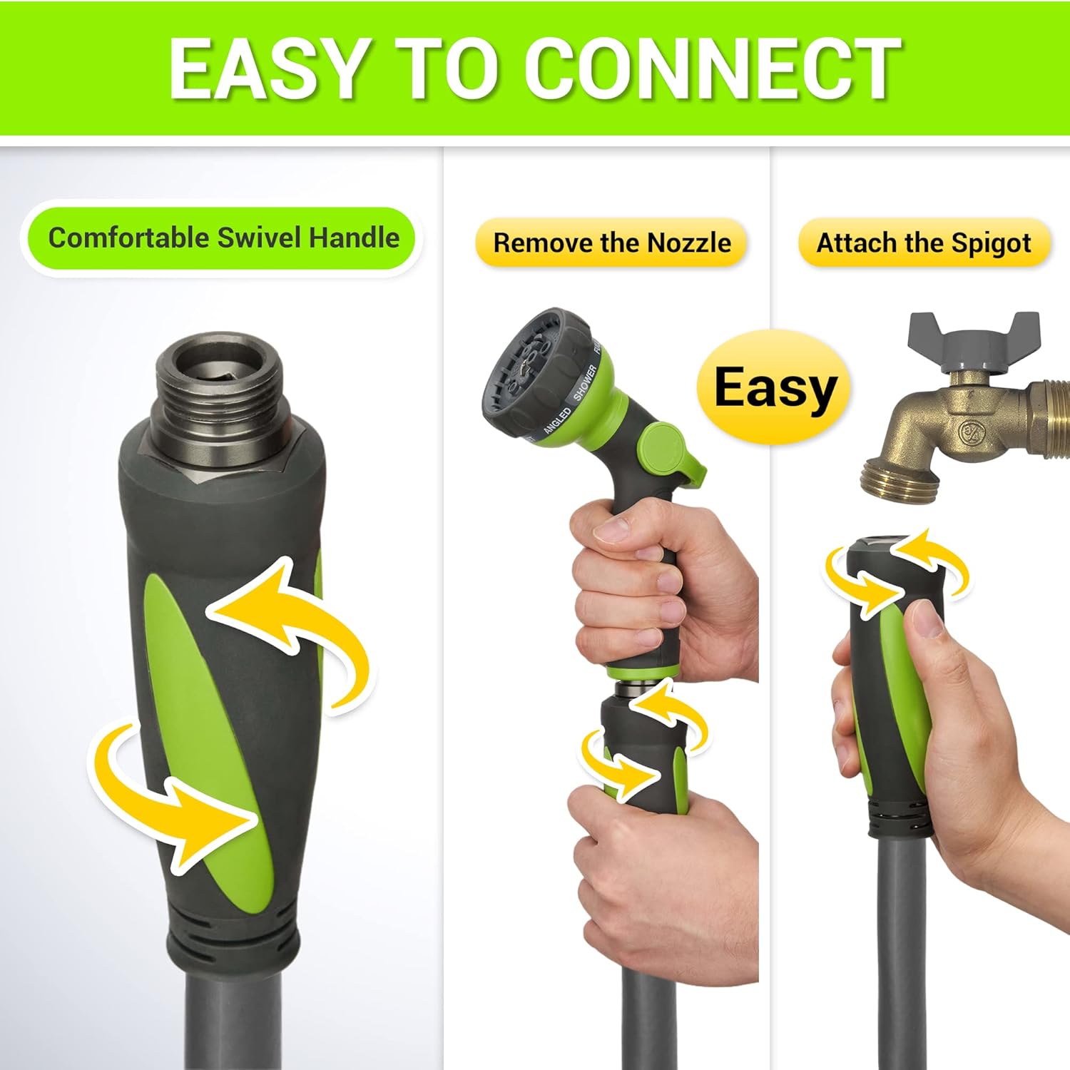 360Gadget Tubo Flessibile Da Giardino, 90 Cm, Con Doppio Raccordo Femmina - 4