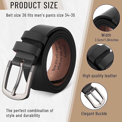 Miniatura 2 de Cinturón para hombre de regalo para marido, cinturones personalizados para hombres, regalo de cuero grabado para él, cumpleaños, aniversario, boda