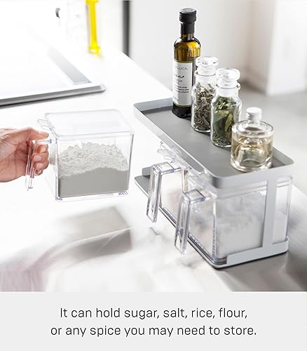 Miniatura 3 de Yamazaki Home Tower - Recipientes de despensa con estante Organizador de almacenamiento de contenedores de cocina Triple Acero + Plástico 8.25