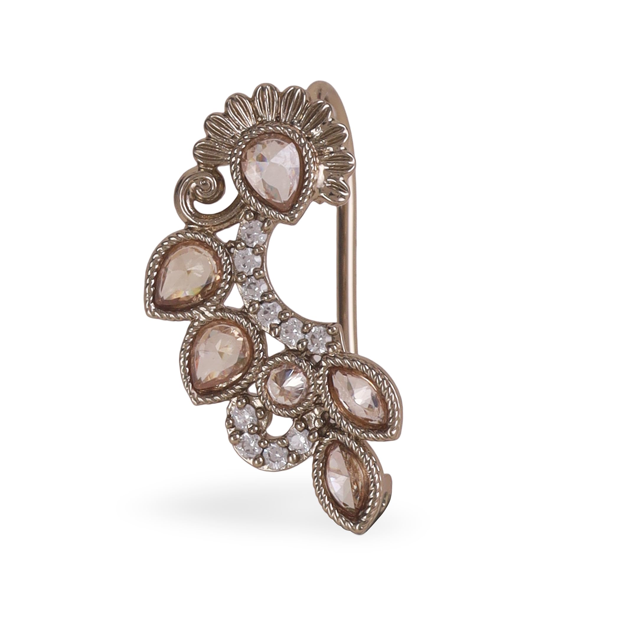 saloni fashion jewellery Traditional Flower and Oval Shape Gold Plated Nosepin(Nathiya) For Women-picture-40