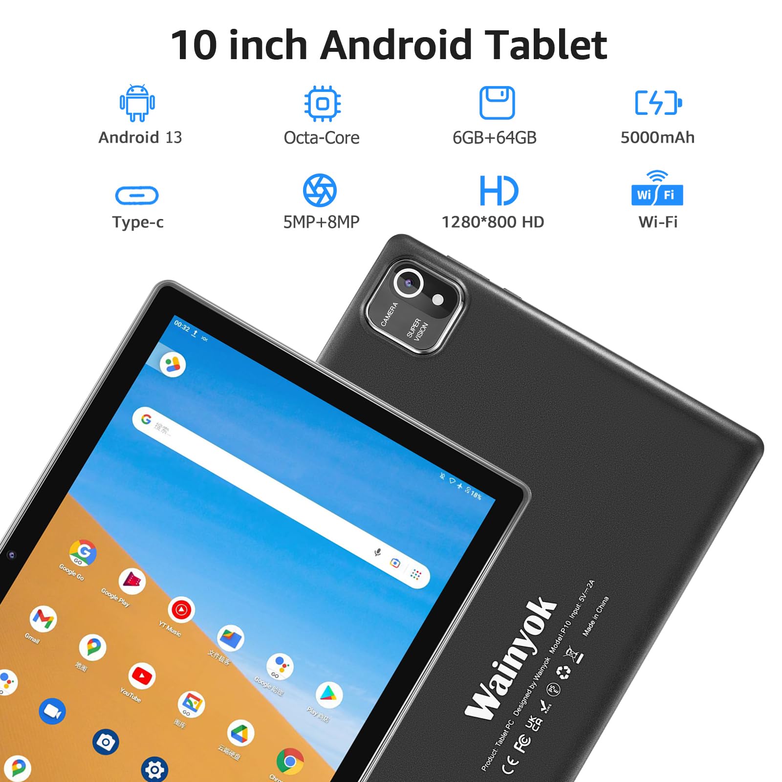 Tablet z systemem Android 10,1 cala z dużą pamięcią / możliwość rozszerzenia 1 TB / 2.0 GHz Octa-Core/Dual Camera (5 MP + 8 MP) / ekran HD IPS / przenośny i lekki różowy