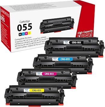 055 055H Toner Cartridge Set 4-Pack, Black Cyan Magenta Yellow - Loment Compatible CRG-055 Toner Replacement for Canon 055 Toner Cartridges Color imageCLASS MF743Cdw MF745Cdw MF746Cdw Printer
