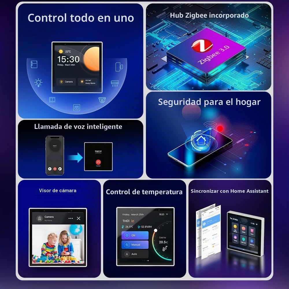 Smart Home Panel de control de 3,95 pulgadas pantalla táctil para control de voz a través de Alexa y (con función de puerta de enlace para ZIGBEE)