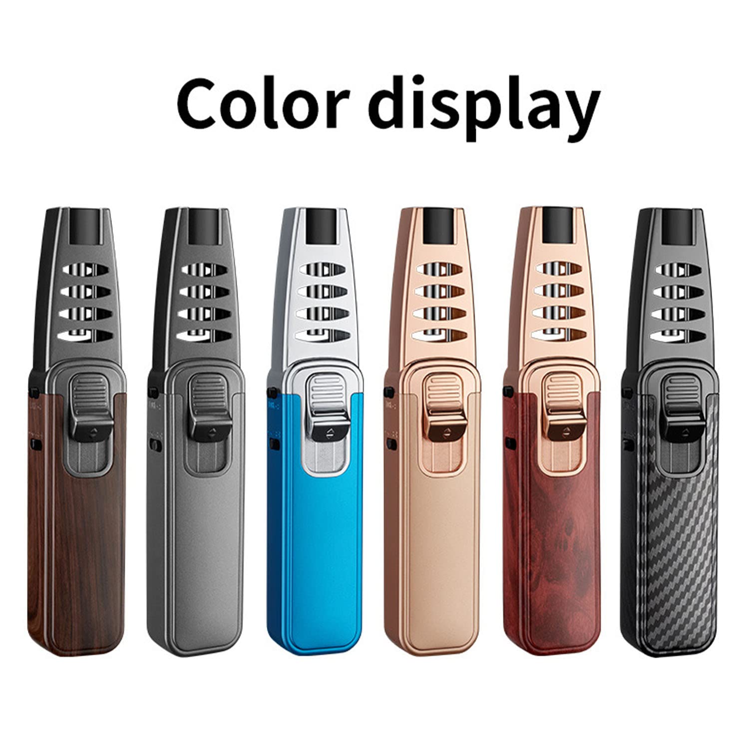 Briquet Torche Butane Flamme Jet Réglable Rechargeable Coupe-Vent avec Verrouillage de Sécurité Puissant Cigare Plus Léger pour Soudage Cuisson Cuisson BBQ Cuisine Camping