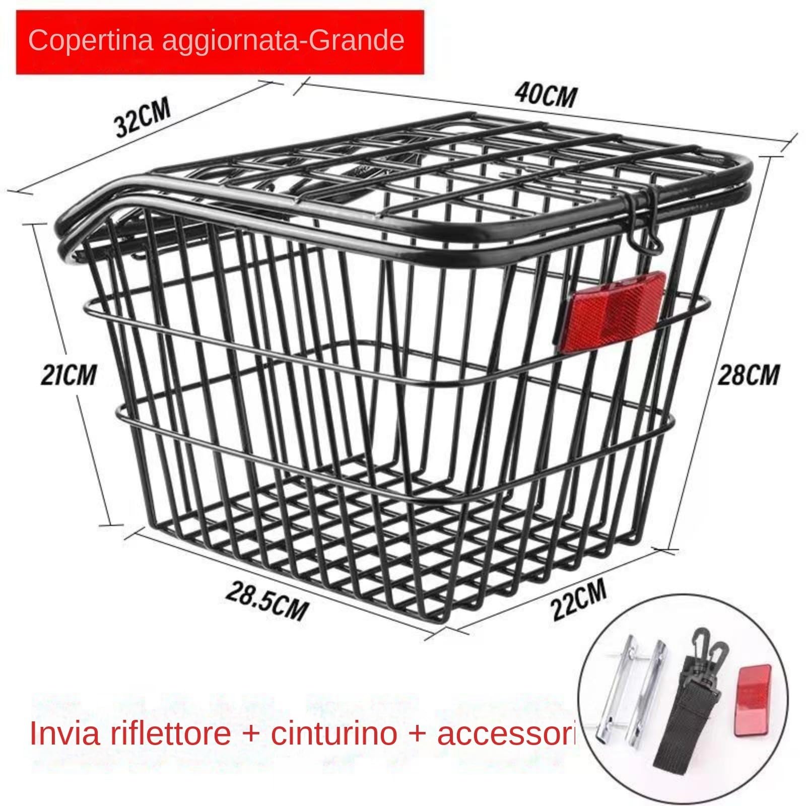 Cestino per Bicicletta Posteriore, Portapacchi per Biciclette, Grande Capacità, Distribuzione della Griglia, Durevole